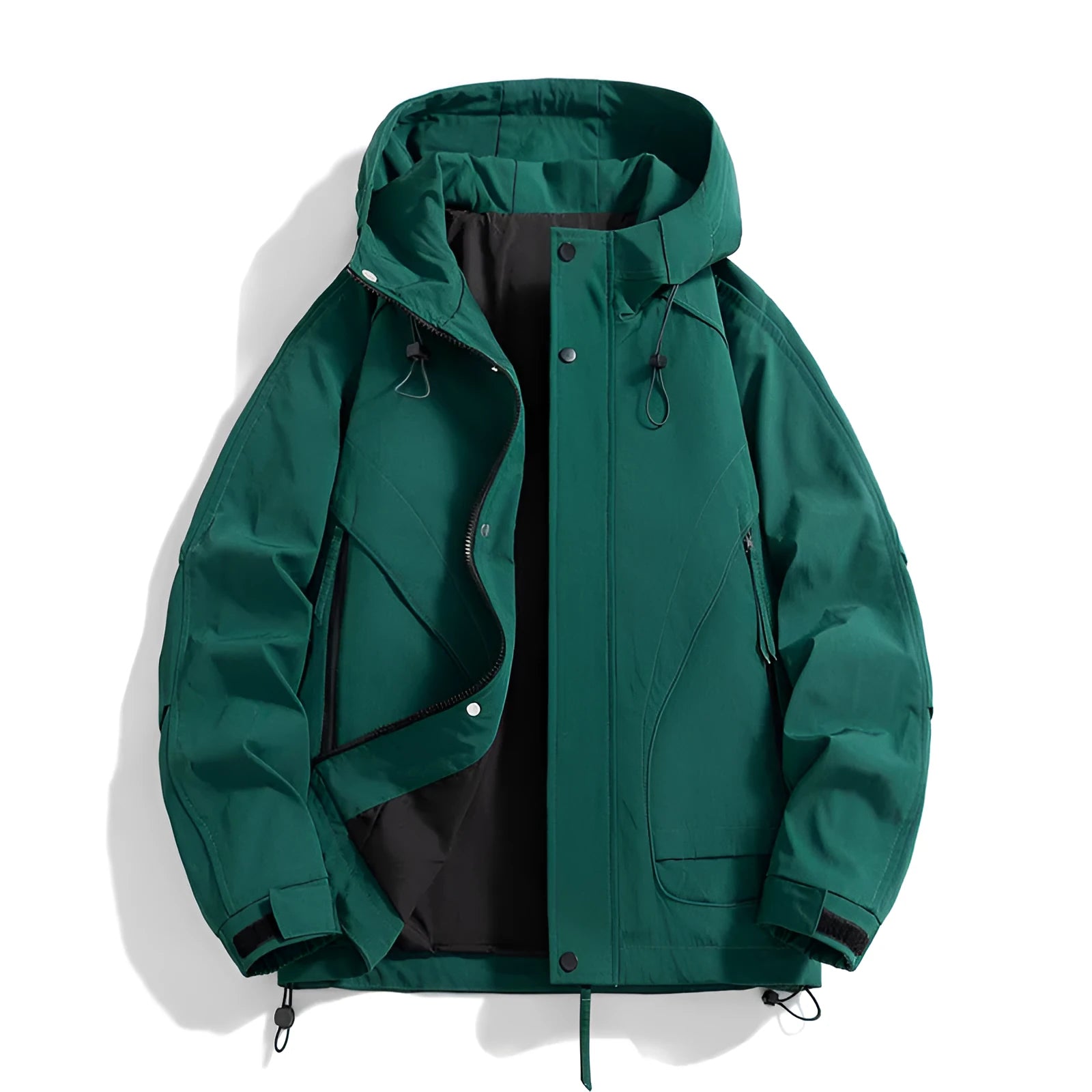 Rabbit fur and modal fabric hooded jacket in a loose, trendy fit shown in a choice of colours.