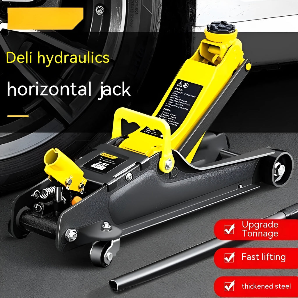 Hydraulic car jack for low-profile vehicles with anti-freeze performance