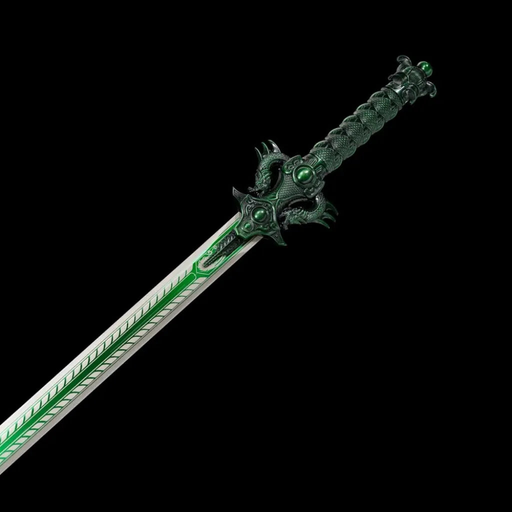 Tang Heng Dao Xiu Chun Dao unsharpened high manganese steel sword with leather-covered scabbard