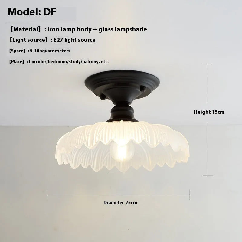 American retro single-head lamp with glass cover for hallway and balcony lighting