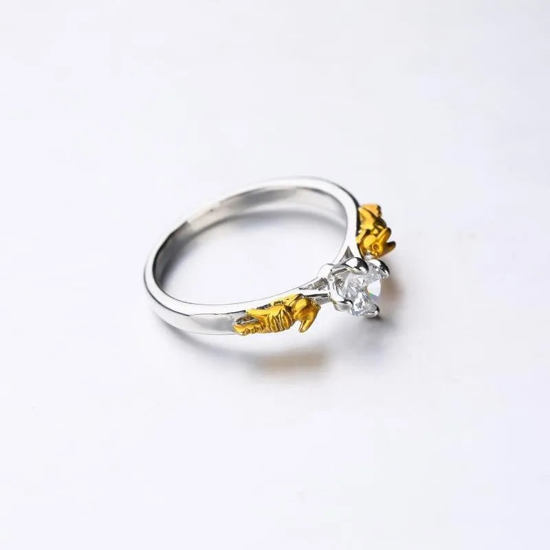 Black gold crystal crown fashion ring on display for cosplay and festival jewellery
