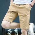 Men's cotton summer shorts in mid-waist design with lace-up placket closure
