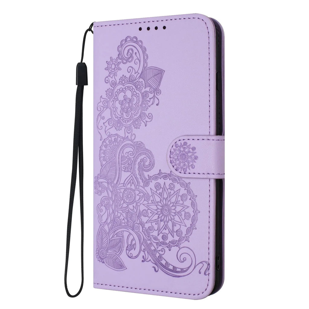 Datura Flowers Samsung Leather Flip Case