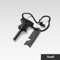 Butterfly-shaped outdoor firestone survival tool with integrated stainless steel bottle opener measuring 117mm