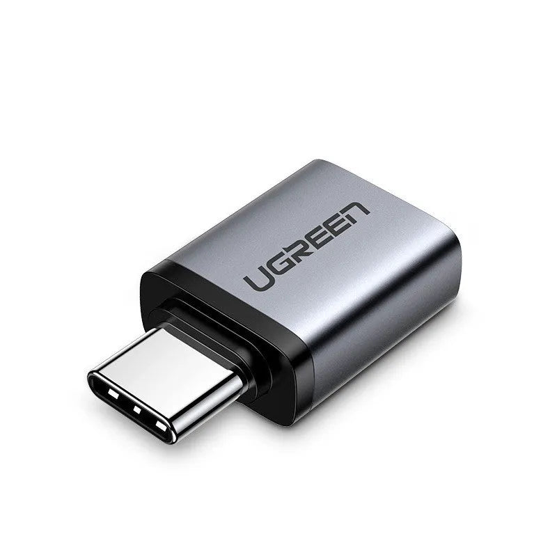 USB-C to USB 3.0 adapter for Android phones in silver aluminium shell with lanyard option