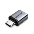 USB-C to USB 3.0 adapter for Android phones in silver aluminium shell with lanyard option