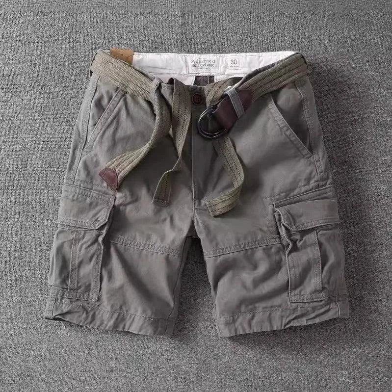Retro heavy casual cotton overalls pants with button fly in army green