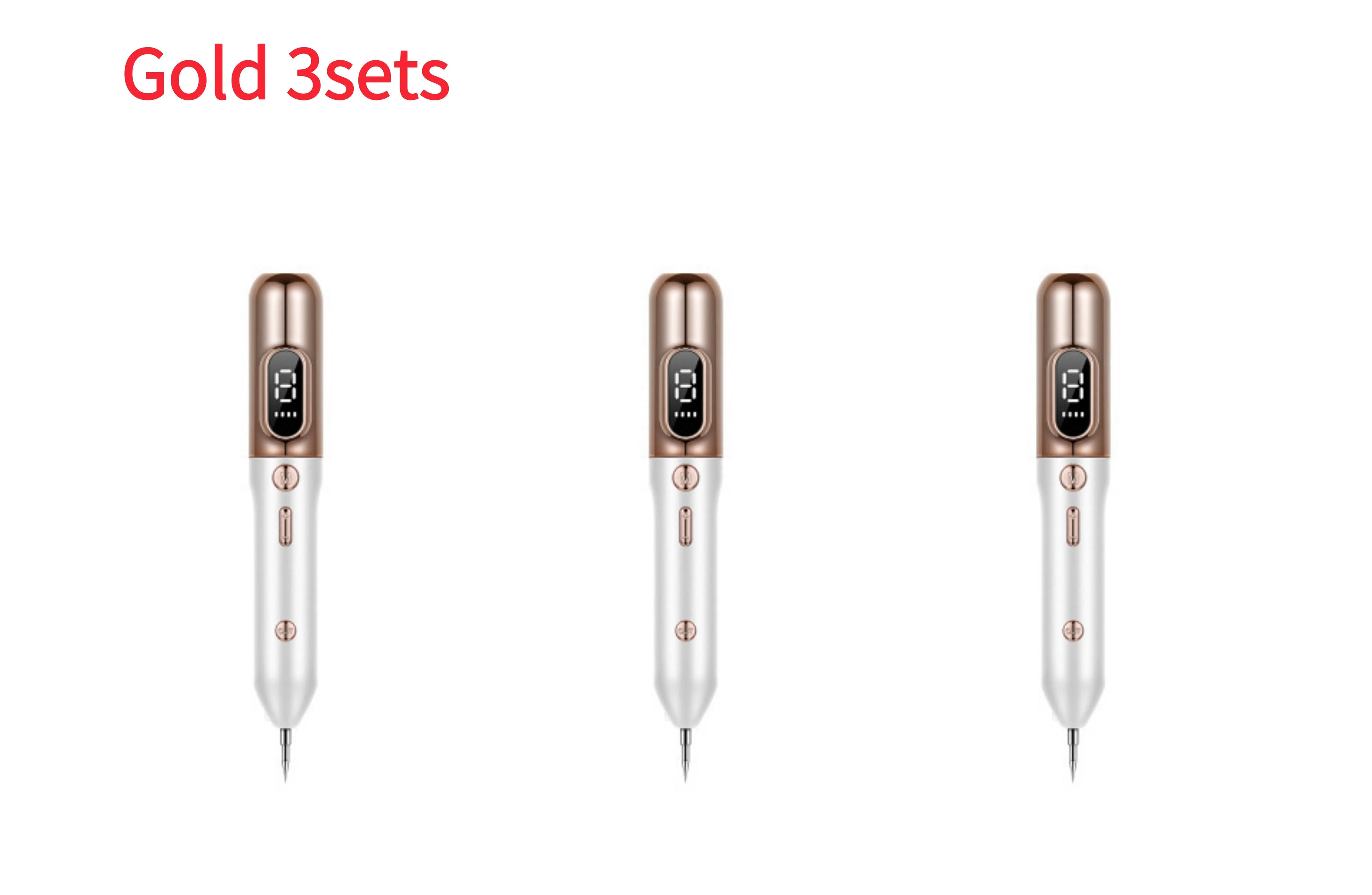 Blue light acne beauty instrument removal pen set with cooling gel and needles on a table