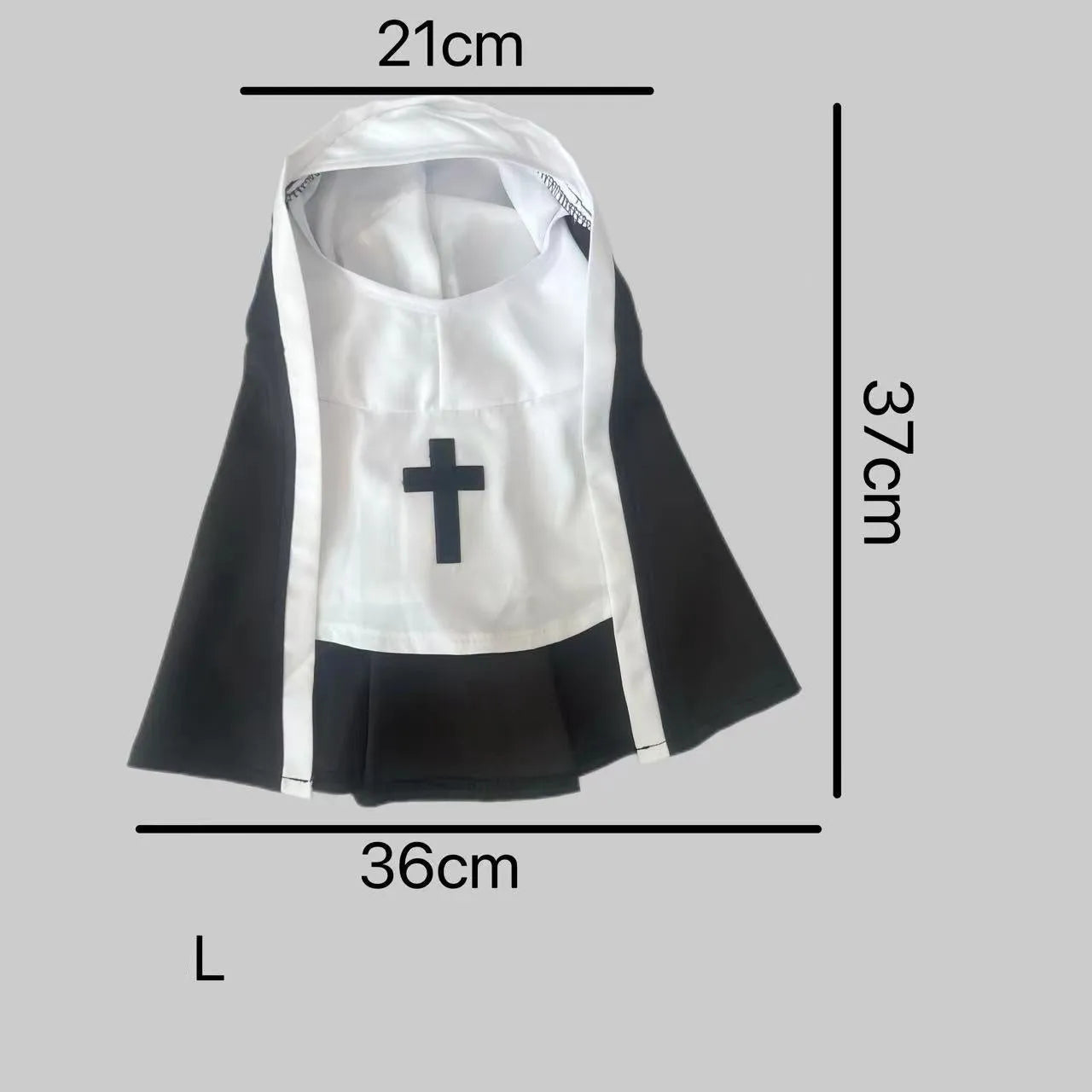 Black and white nun costume for small to medium dogs and cats with pullover design