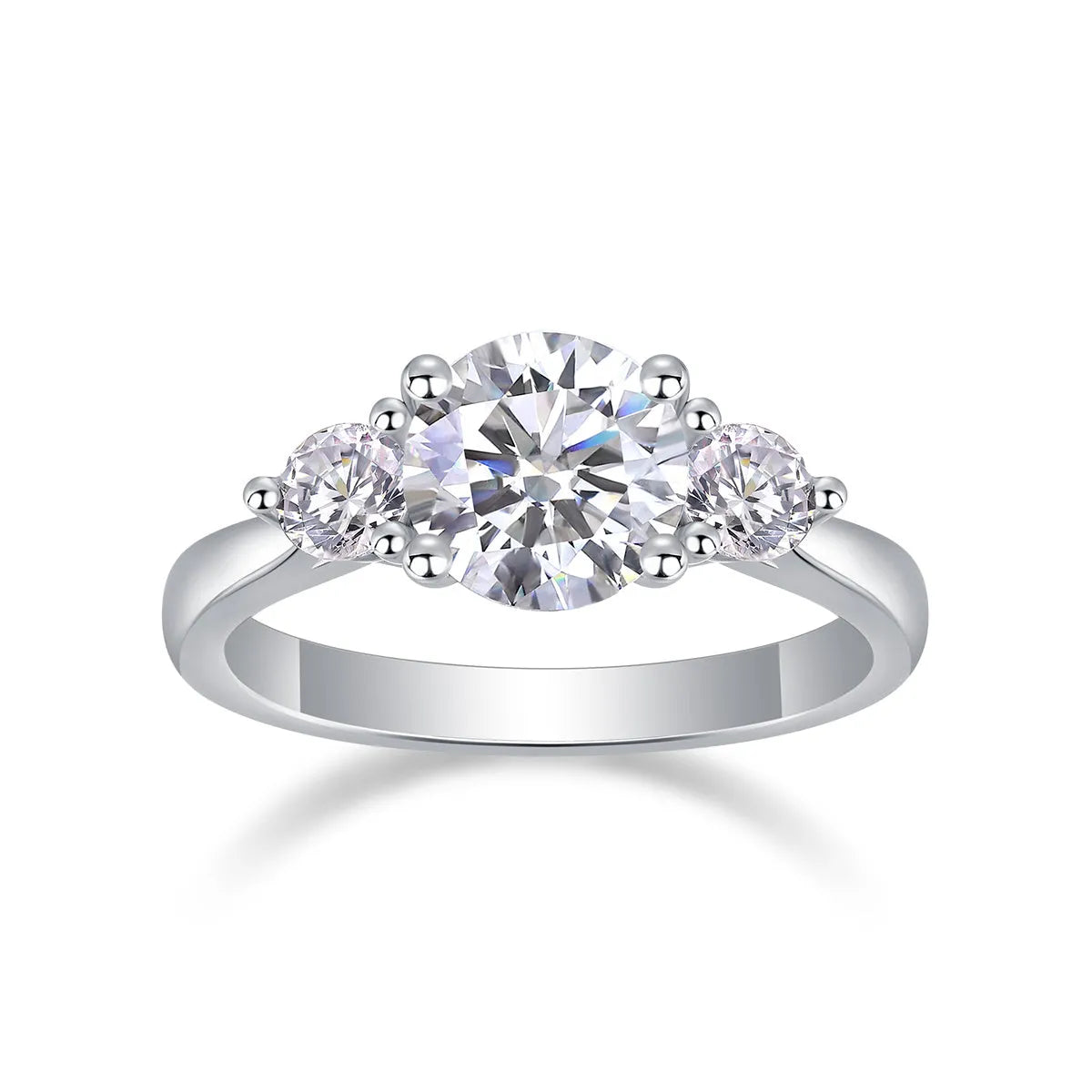 Three Reincarnations wedding ring set with 2-carat moissanite stone in gold-plated S925 silver band, gift box packaging