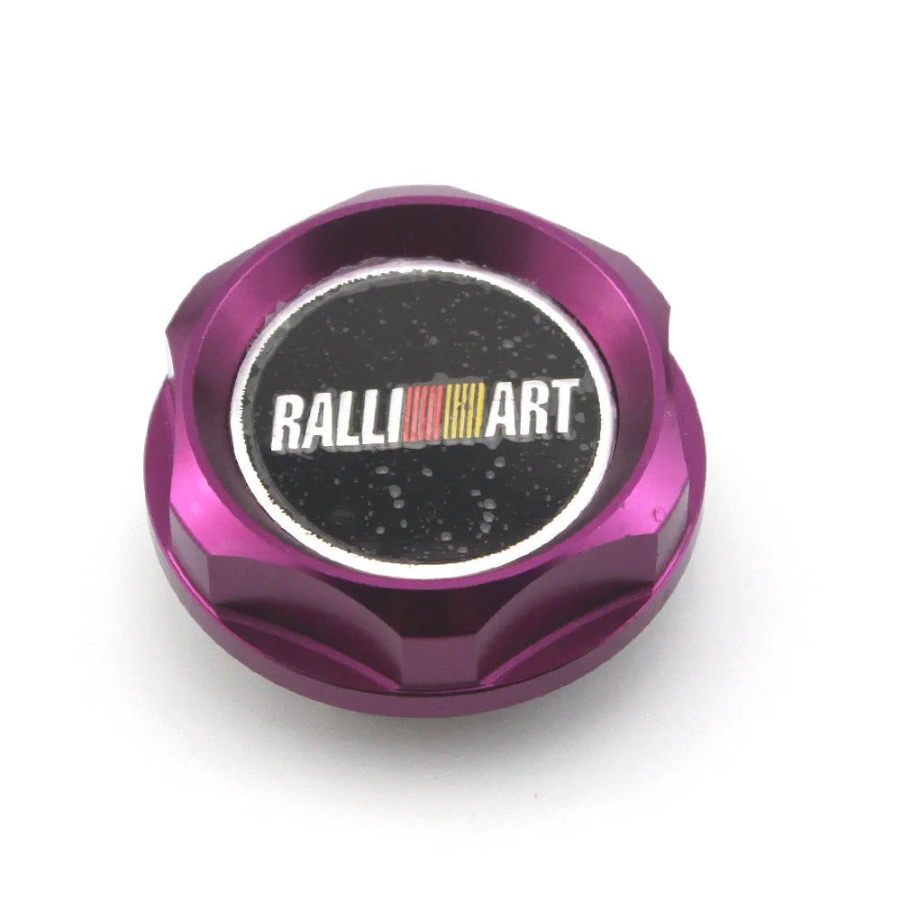 Aluminium alloy oil filter cap for Mitsubishi cars in red, blue, gold, silver, black, and purple colours.