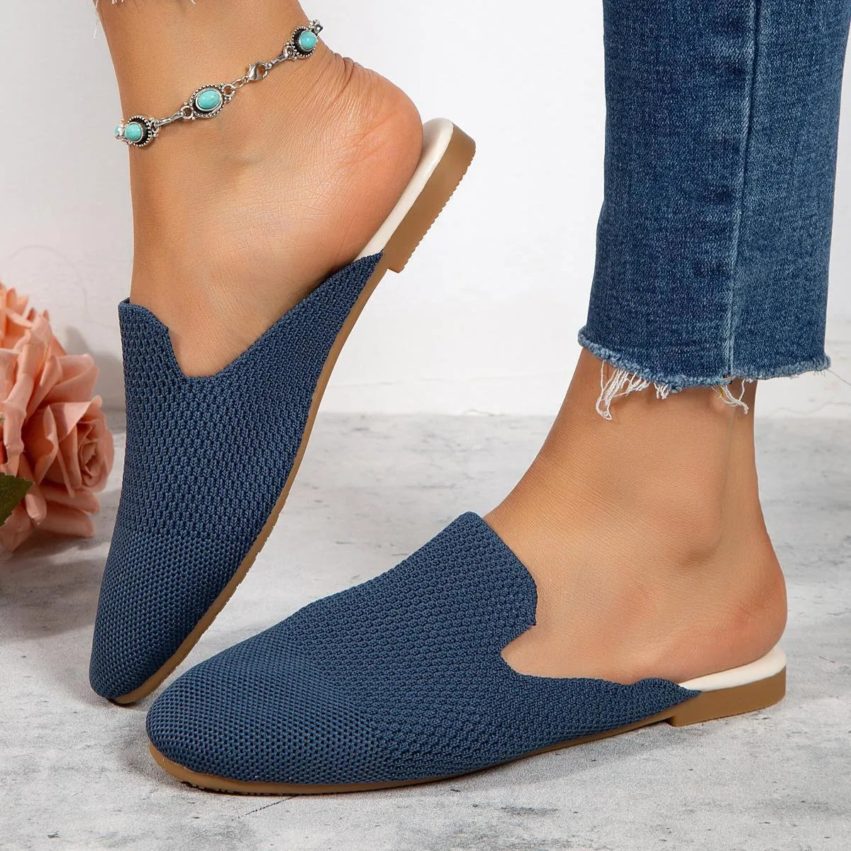 Mesh slip-on sandals in candy colours with cloth upper and rubber sole