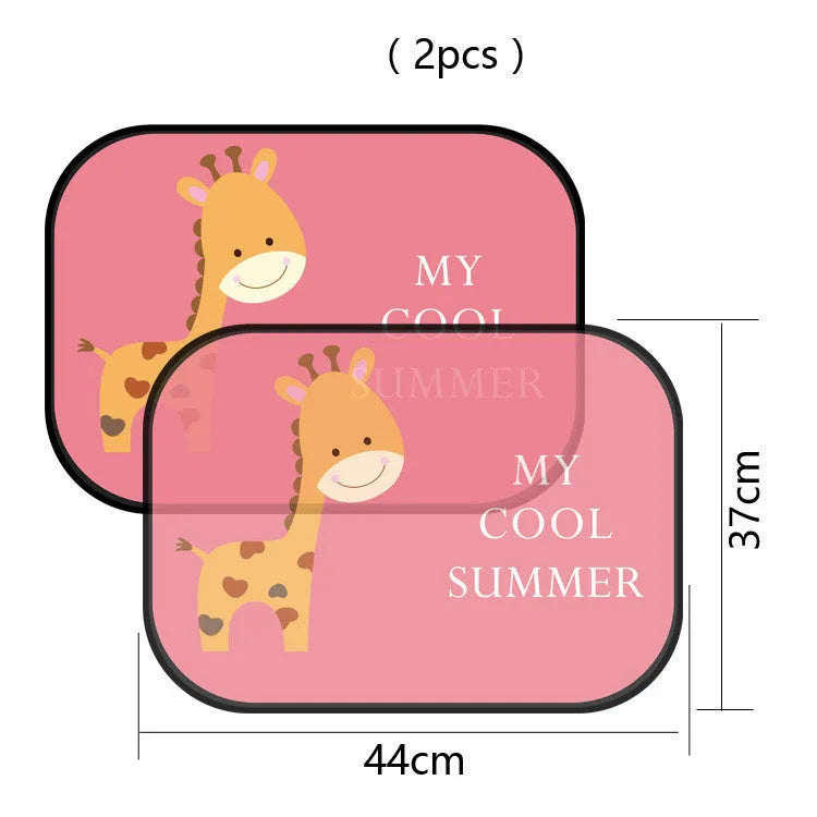 Pair of electrostatic car side window sunshades with animal design on nylon mesh