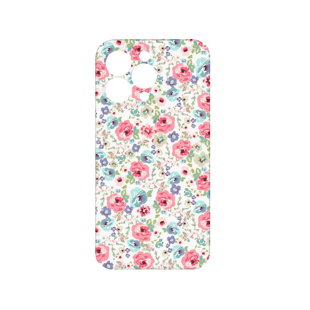 Flower glossy film two-in-one phone case for iPhone with floral oil painting pattern and black back cover