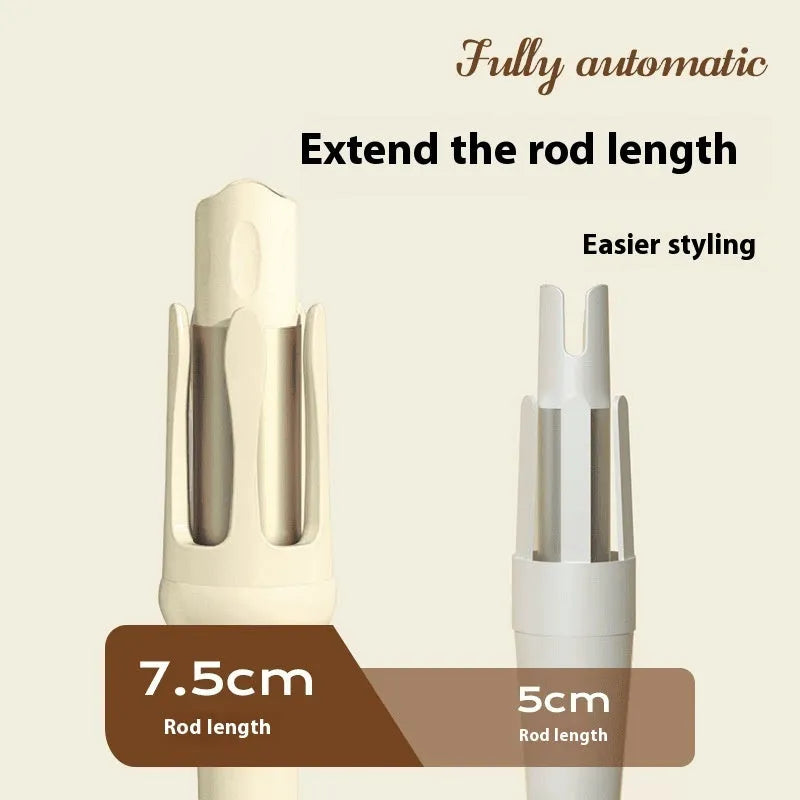 Automatic hair curler 32mm in white beige with wired power and EU adapter
