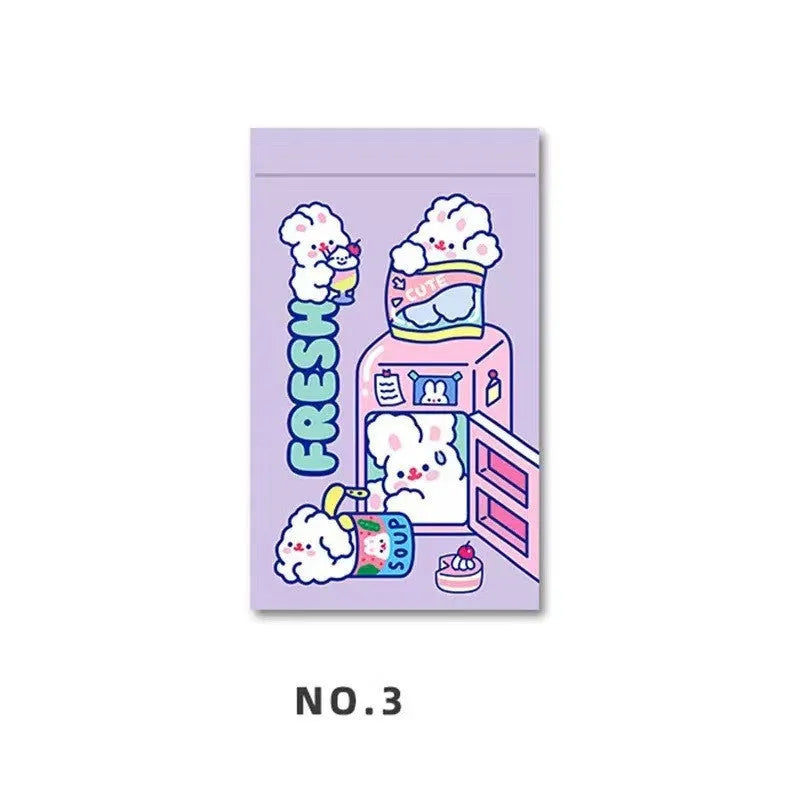 Green reusable packaging bag with cute rabbit graphic for snacks and jewellery storage