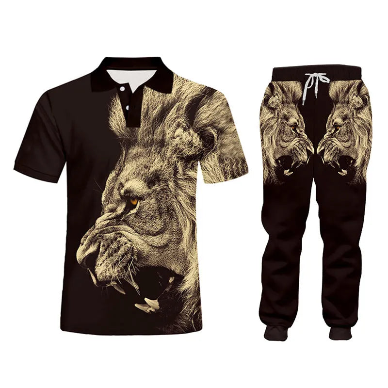 Men's casual tracksuit set with digital print pattern, hoodie and pants in grey