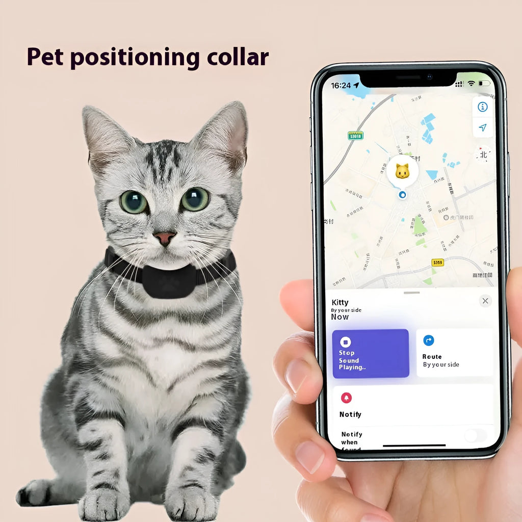 Pet positioning collar with adjustable band showing black, blue and pink colour options