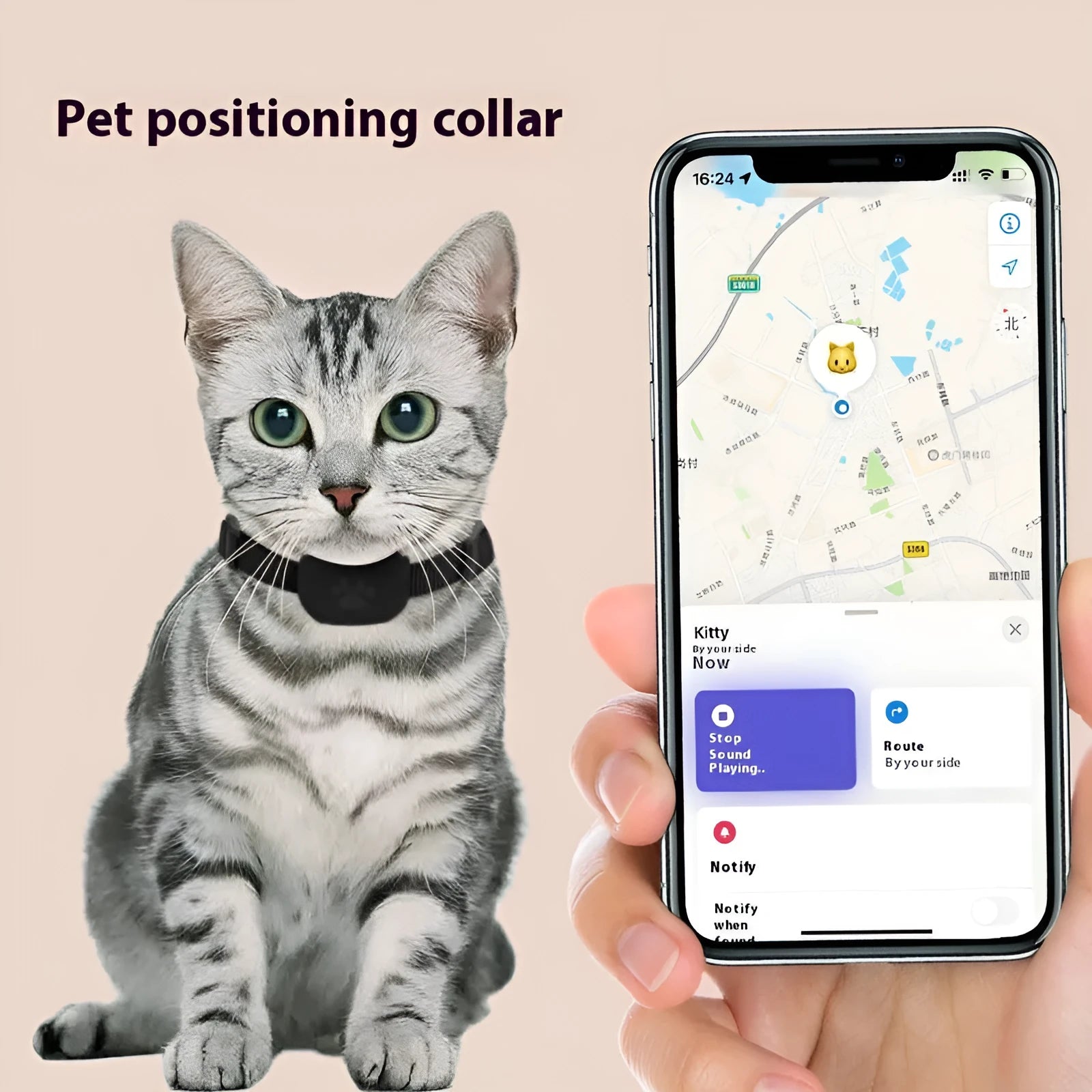 Pet positioning collar with adjustable band showing black, blue and pink colour options