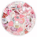 Sheet of 63 pink girl heart decorative stickers with 3D effect in cute style