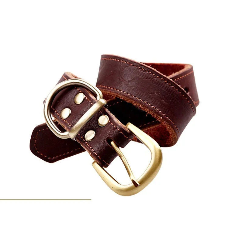 Cowhide dog collar in original leather colour with buckle, six sizes from 24CM to 65CM