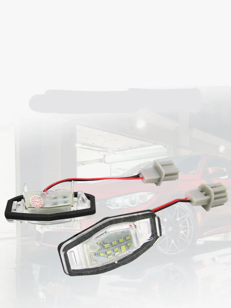 White LED license plate light unit for Honda Civic rear number plate.