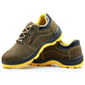Bronze cow suede steel toe safety shoes with anti-skid sole, low-cut design