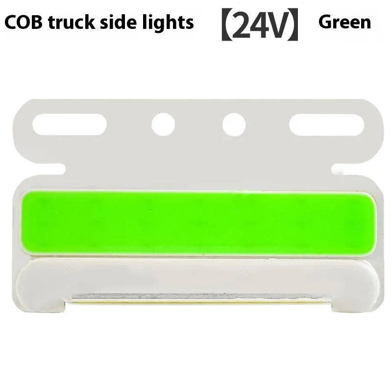12V 24V COB LED truck side marker light in aluminium alloy housing, showing colour options.