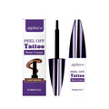 Tearable liquid eyebrow pencil with brush applicator in black, brown, and light brown colours