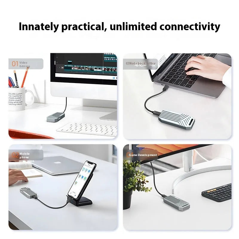 Thunderbolt 4 compatible M.2 NVMe SSD external enclosure in aluminium case with cooling fan option