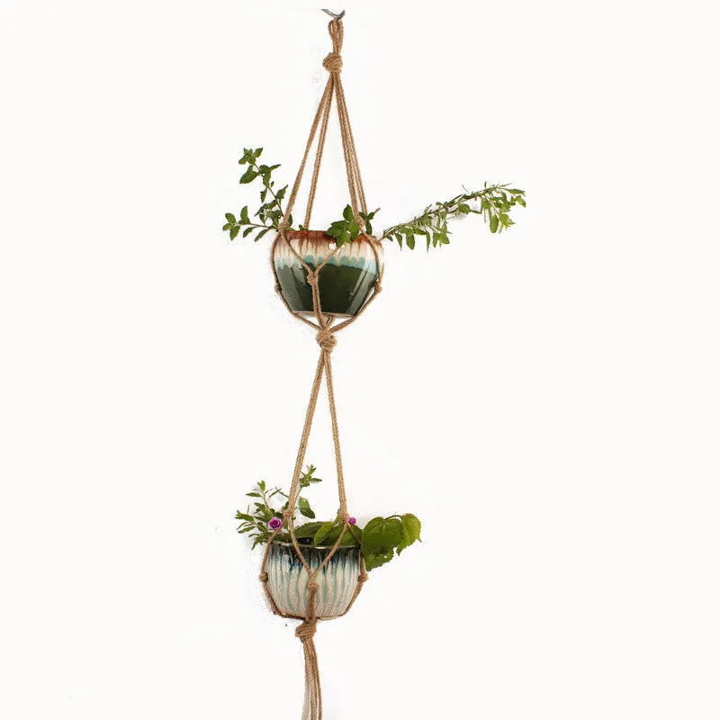 Cotton rope woven planter in style A, breathable material for desktop or wall hanging use