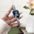 Diamond twist design metal watch strap for Apple Watch in silver, rose gold, gold, black, and starlight colour options