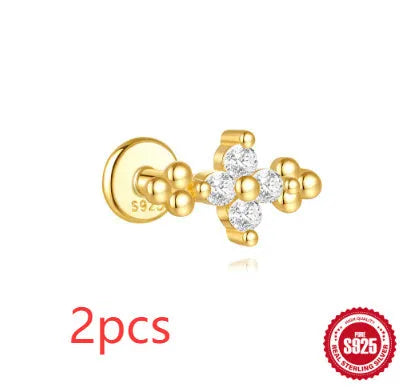 S925 sterling silver moon and star earrings with embedded diamond accents in a gold colour finish.