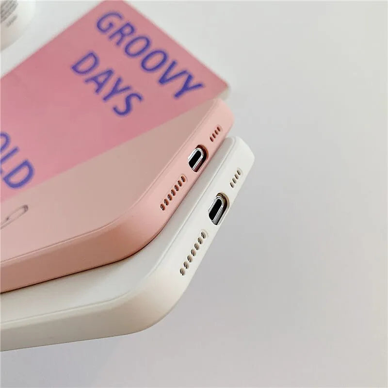 Silicone iPhone case in various colours showing back cover design for multiple models