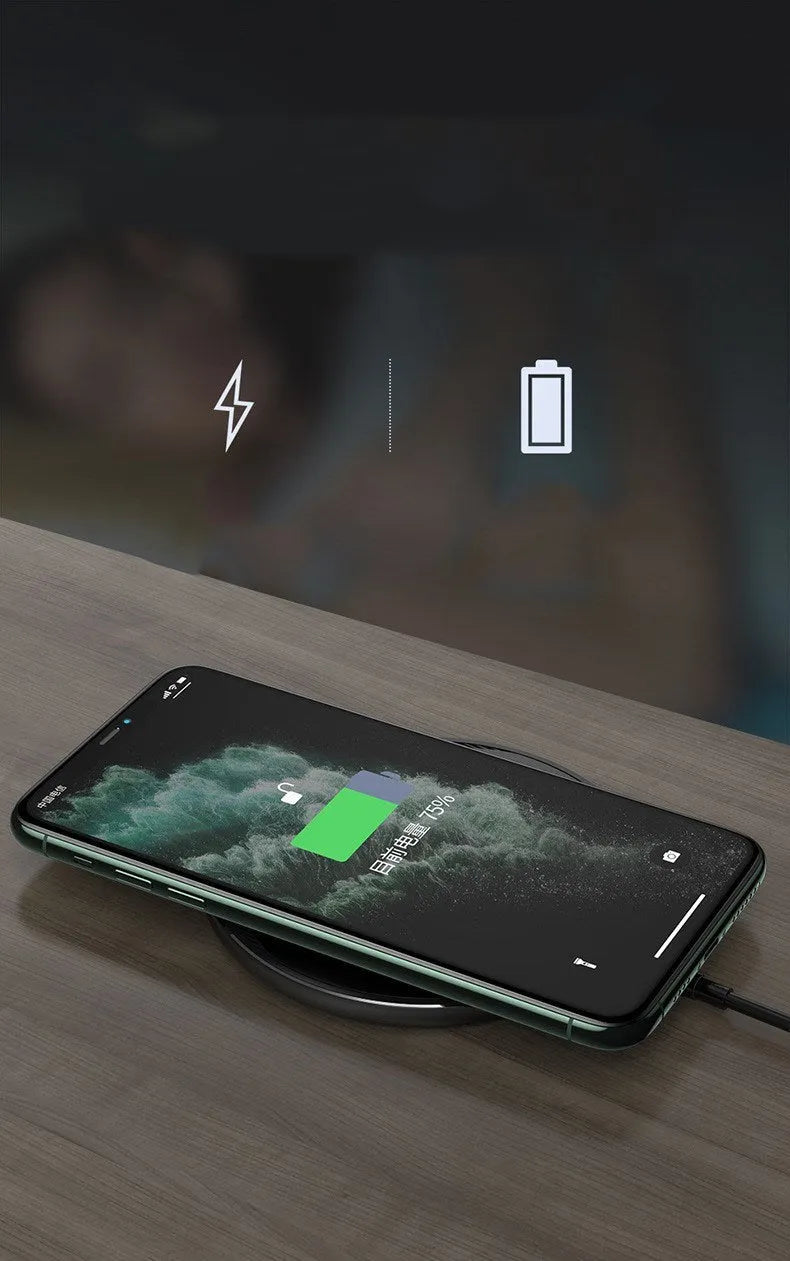 Black Kuulaa KL-CD16 wireless disc phone charger with LED indicator and Micro USB port
