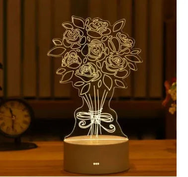 3D acrylic USB LED night light with warm white illumination and transparent panel