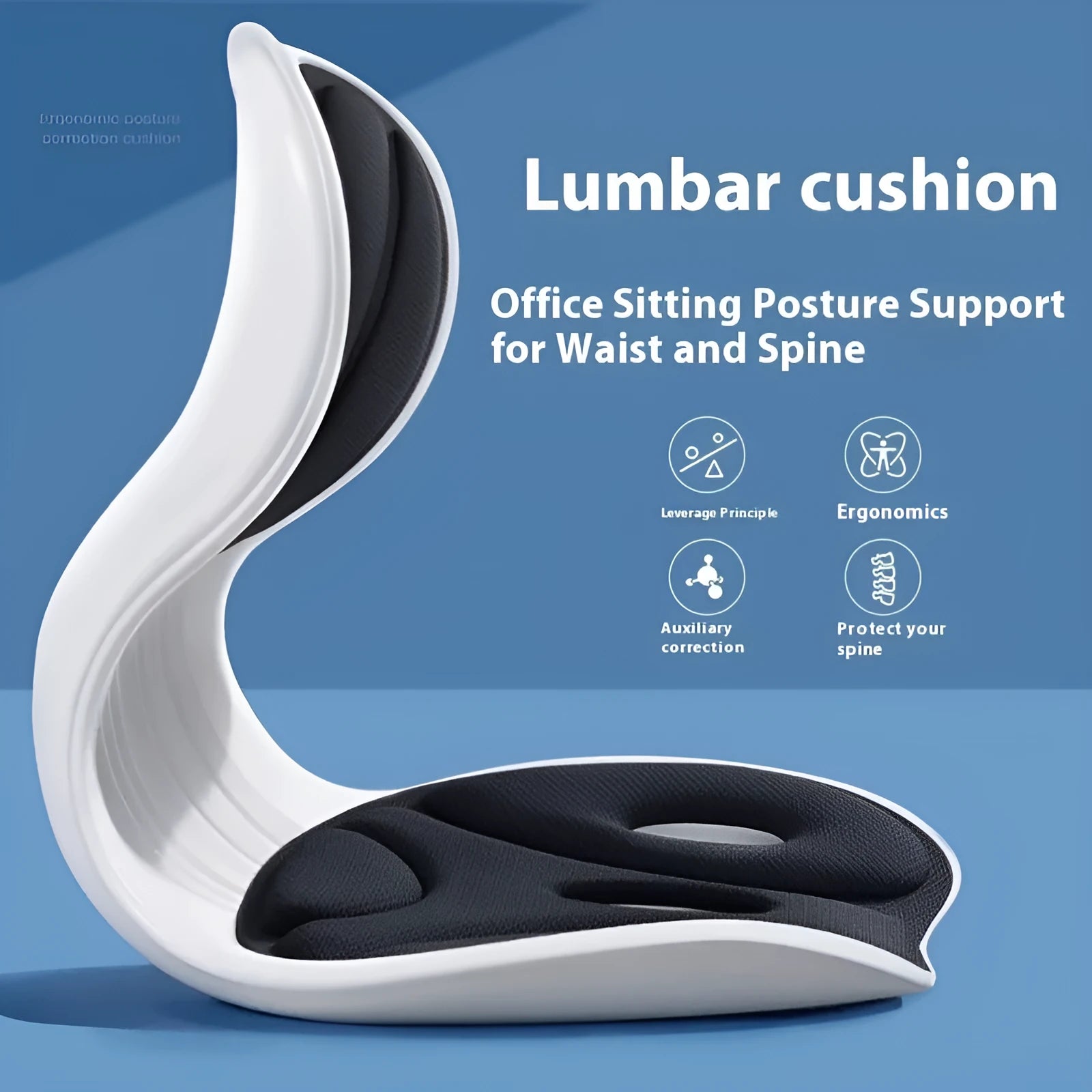 Memory foam chair backrest cushion in grey showing minimalist solid colour design for lumbar support