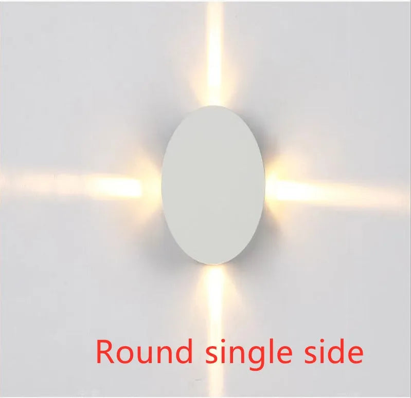 Square and round modern LED wall light with aluminium body and iron lampshade