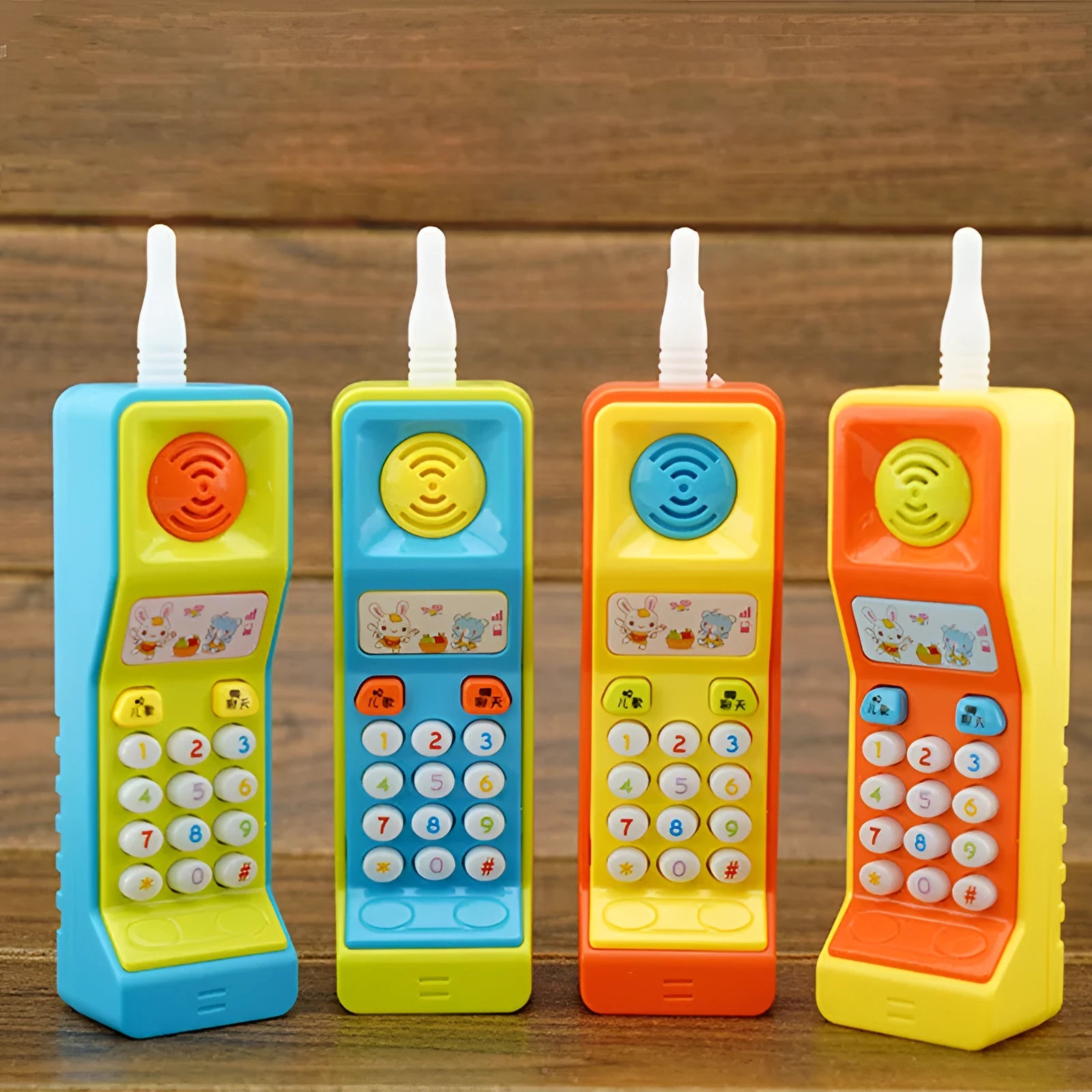 Children's educational toy with cartoon animal design featuring sound and light features