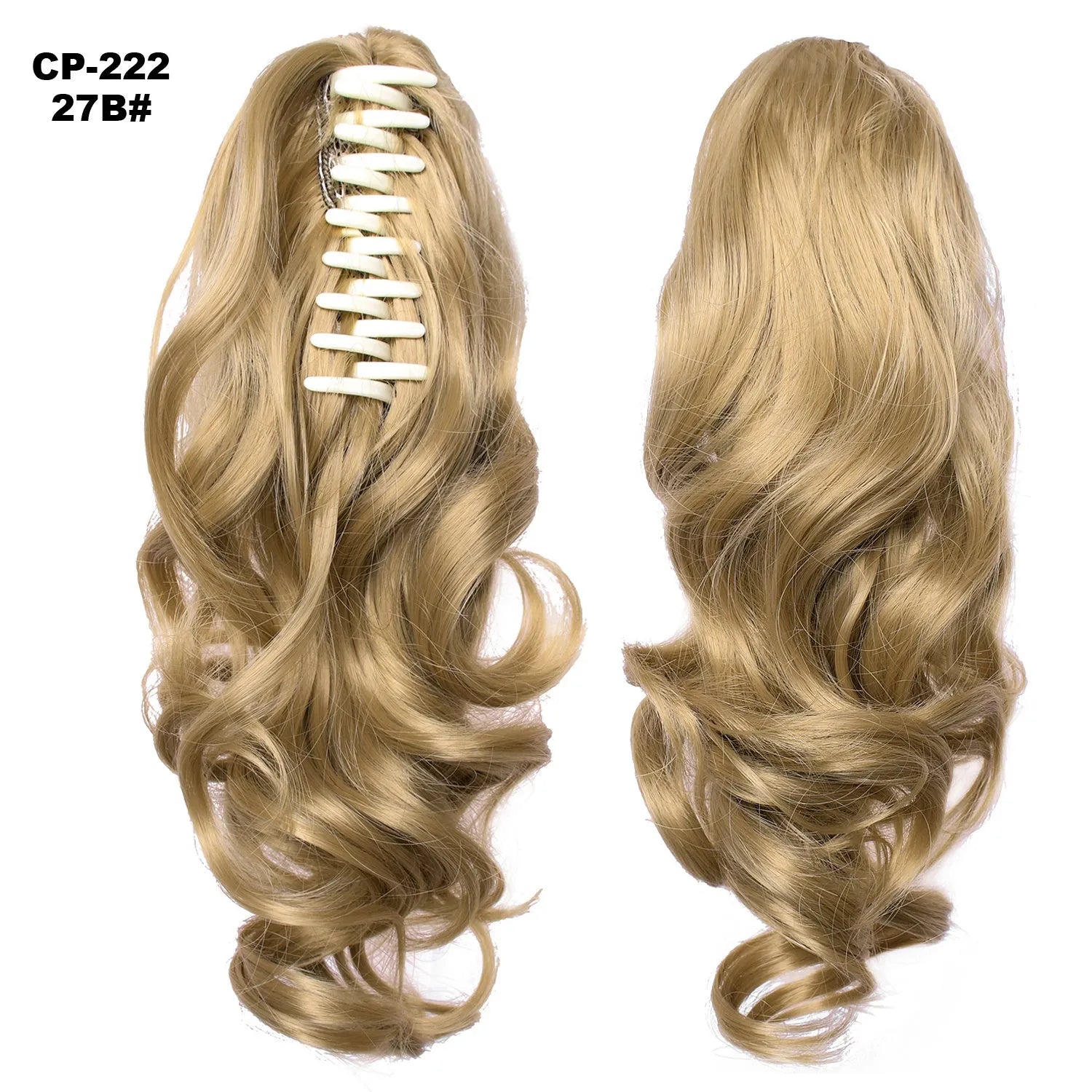Long wave ponytail wrap around clip in hair extension 40cm chemical fiber natural wave grey hairpiece
