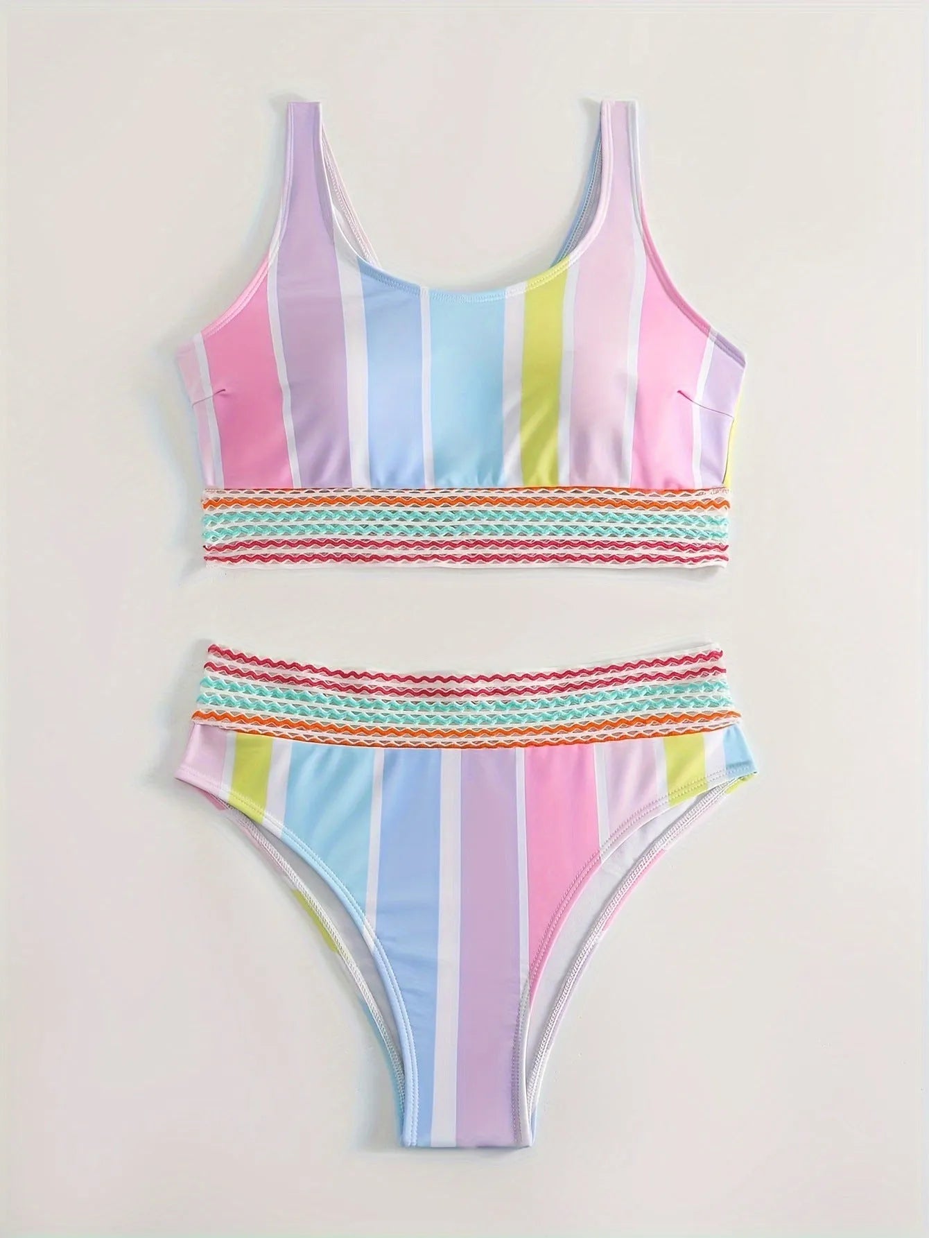 Women's striped sport bikini set for swimming and wading activities