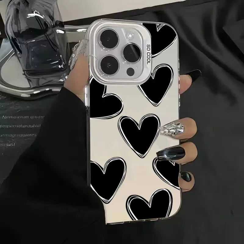 Heart mobile phone shell PC laser love pattern gray case for Apple iPhone models