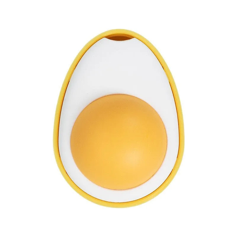 Soft plush catnip ball toy in fried egg and poached egg shapes for wall-mounted cat play