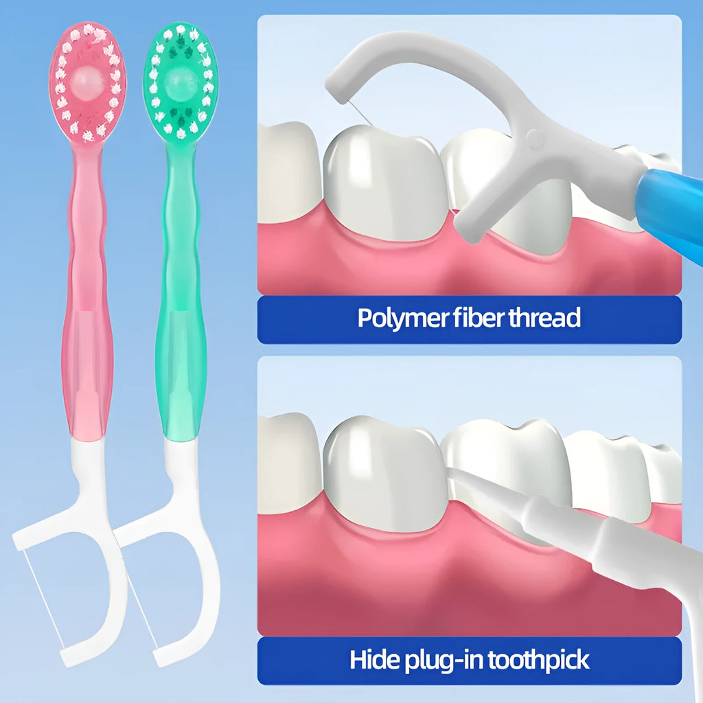 Exploding bead disposable mini toothbrush with toothpaste beads in four flavours for travel