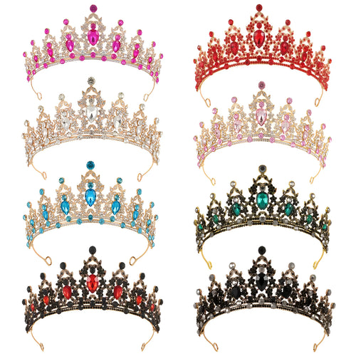 Baroque crown bride headdress with rhinestones in silver and gold colour options