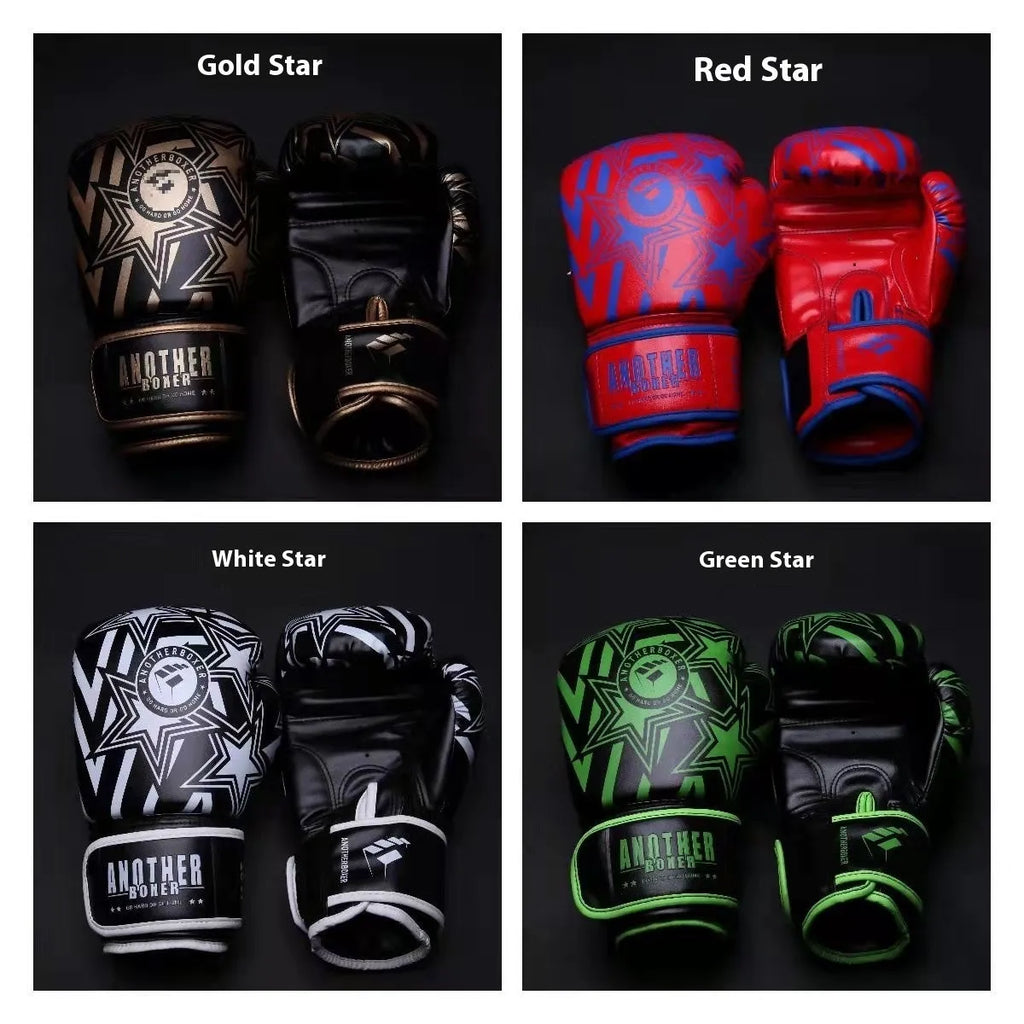 Professional children's boxing Sanda gloves in multiple colours with XINGX design, showing ounce sizing from 4oz to 14oz