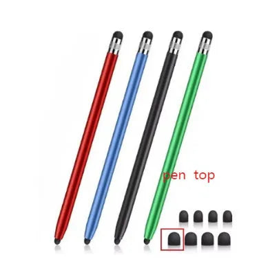 Two-in-one metal touch screen stylus pen for mobile phones and tablets in various colours.