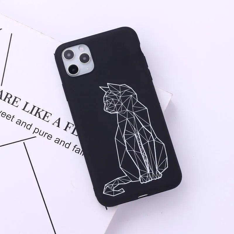 Animal line graffiti art design on a slim black TPU iPhone back cover case.