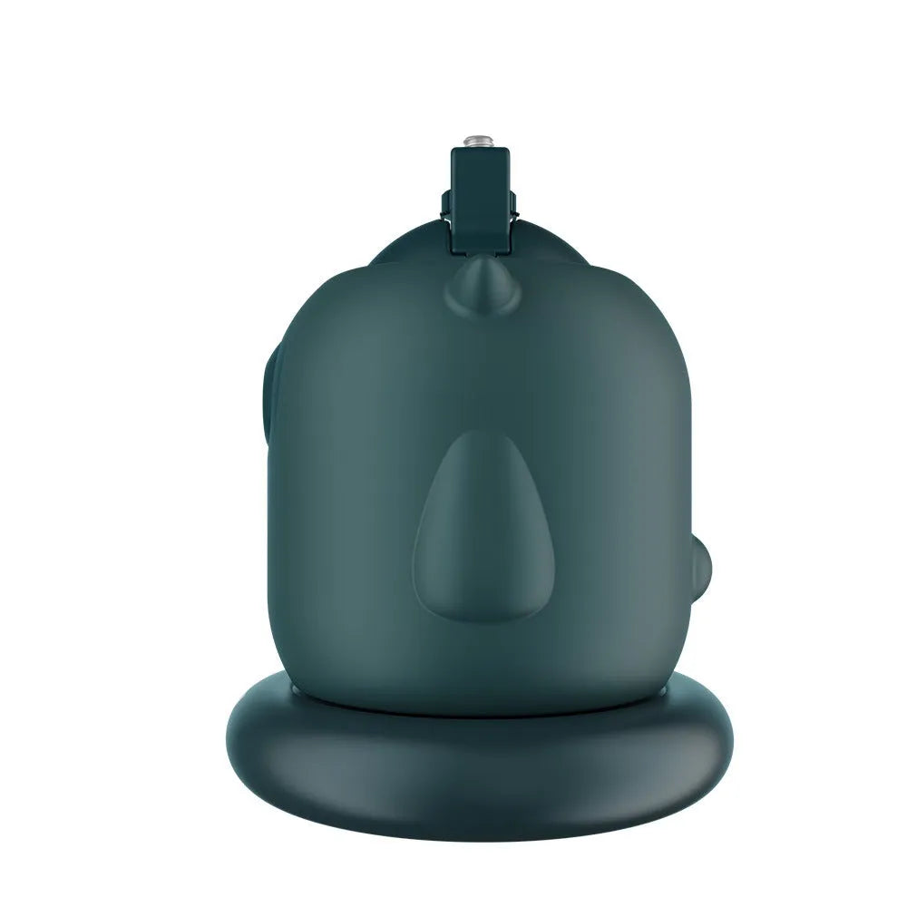 Dark green intelligent gimbal with AI face tracking and 360-degree rotation on a tripod.