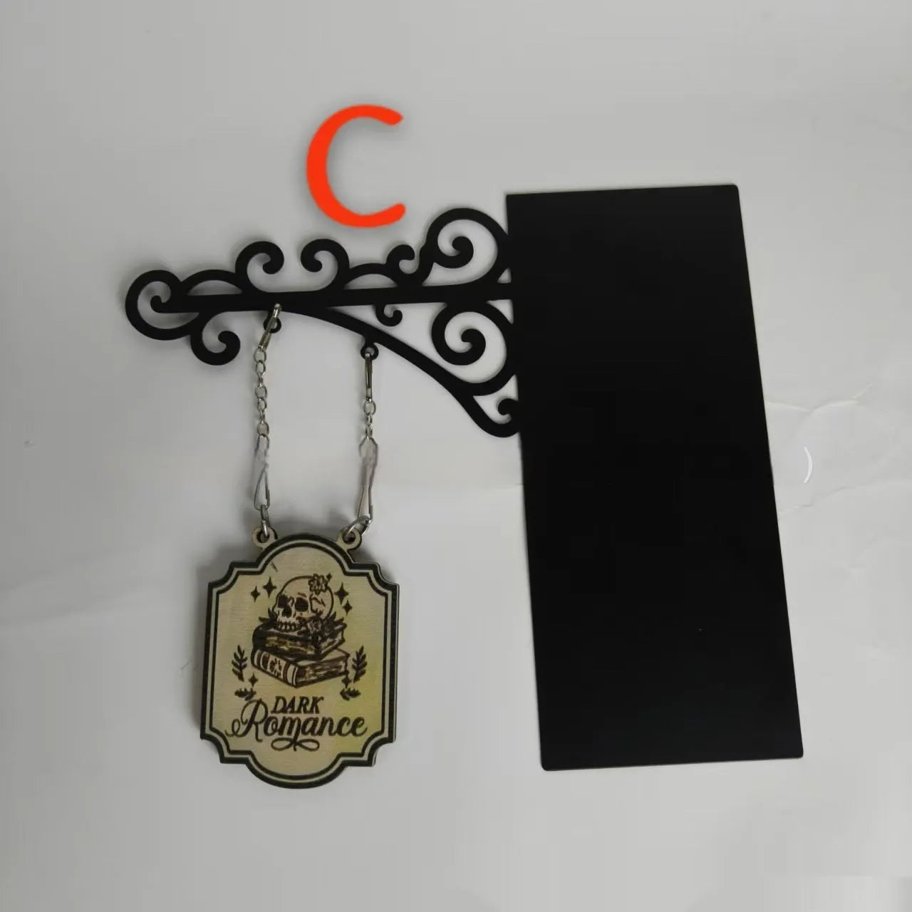 A flat, tavern-themed book nook divider ornament with a wood-effect finish, shown in design style A.